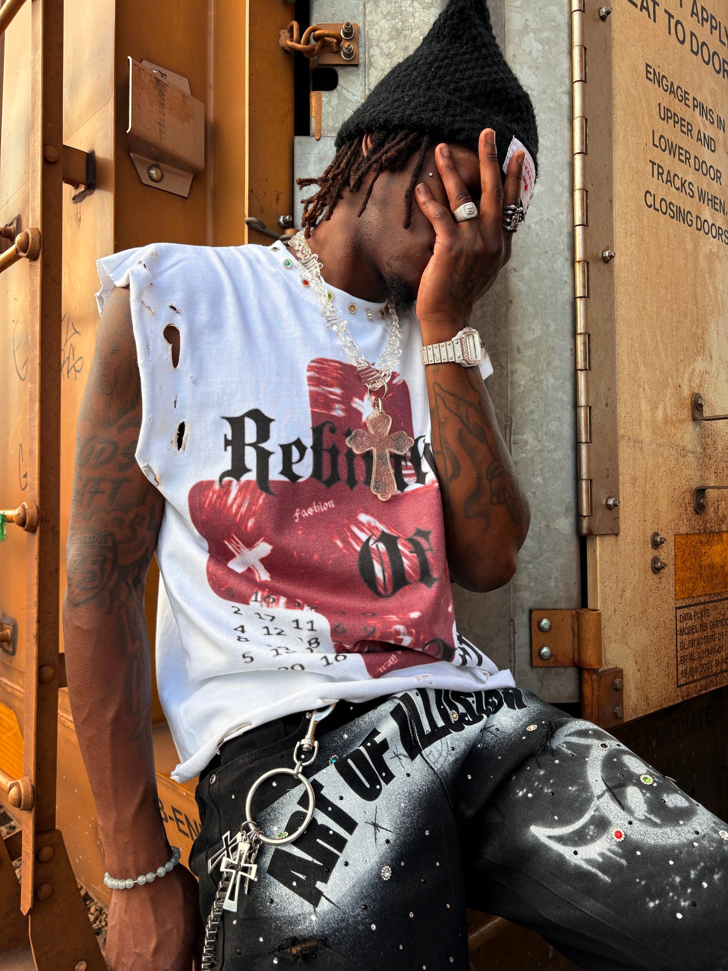 Set in Stone" Distress Tee